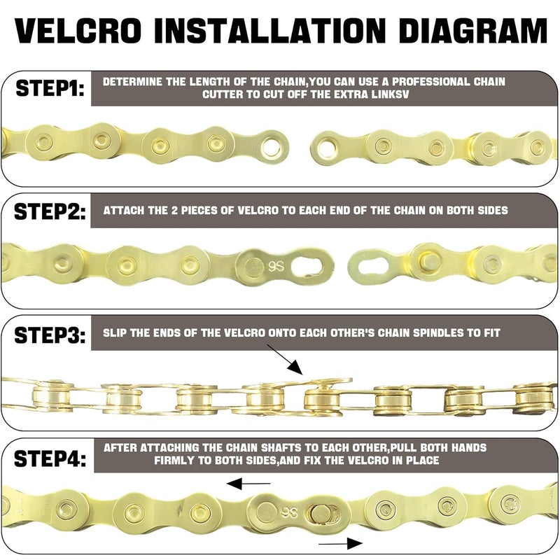 RainFlowwer 6/7/8/9/10/11/12 Speed Bike Chain – High-Strength, Durable & Smooth-Shifting for Road/Mountain Bikes (Gold-9-Speed) - Image 4